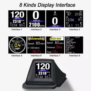 헤드 업 디스플레이 obd2 gps 온보드 컴퓨터 rp 터보 hud 압력 수온 속도계 프로젝터 자동차 액세서리