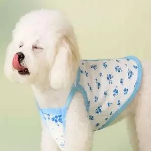 [콩심팥심]댕댕이 민소매티셔츠 블루플라워 반려견 강아지티셔츠