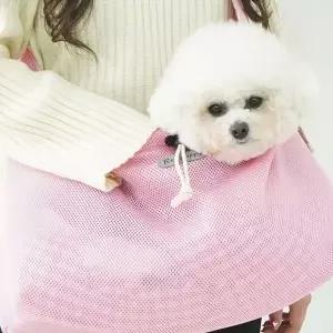 파스텔핑크 메쉬 강아지이동가방 이동가방 끌레