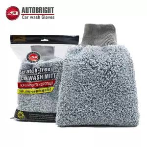 AUTOBRIGHT 프리미엄 세차장 미트 ？ 두껍고 긁힘 방지 흡수성이 뛰어나고 부드러운 극세사 장갑으로 자동차