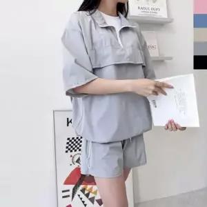 여성 아노락 반바지 세트 여름 반팔 트레이닝 옷