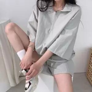여성 아노락 트레이닝복 세트 반집업 운동복 여름