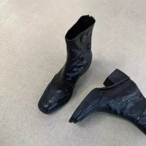 팽블몰 여사친 빈티지 메일라드 가죽 워커 사각 부츠 슬림 버전 소가죽 워커힐 통굽 HO5