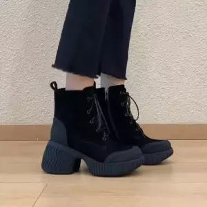 팽블몰 여사친 빈티지 가죽 머리 지퍼 소가죽 버전 워커힐 리얼 워커 옆 라운드 키높이 앵클부츠 스트랩 HO
