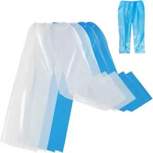 레인 팬츠 신발 커버가 있는 4PCS 일회용 발이 연결된 레인코트 남녀 방수 폰초 블루+트랜스포트