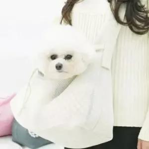 [반려] 강아지 끌레 메쉬 이동가방 슬링백 파스텔아이보리