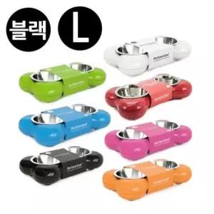 [반려] L 패션쌍식기 뼈다귀 식기 hing 강아지 블랙