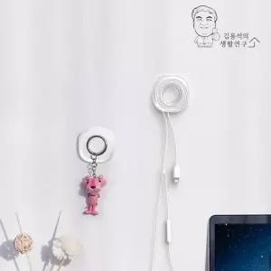 다용도 무타공 강력 흡착판 원형 선정리 벽부착 후크