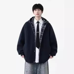 남사친 가을 캐주얼 빈티지 가디건 스냅백 후드 카디건 집업 배색 KS3