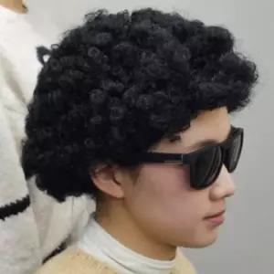 행사용품 검정 연극 뽀글이가발 뽀글머리가발