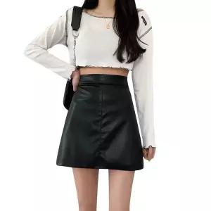 [하프클럽/]여성 가을 겨울 일상용 가죽 미니 스커트