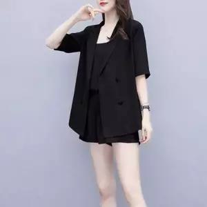 5부 반팔자켓 여름아우터 하객룩 밴딩 3부반바지