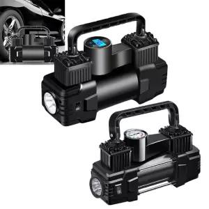 압력 게가 있는 헤비 듀티 어 팽창기 자동차 듀얼 실린더 팽창식 펌프 LED 조명 2V 50PSI