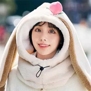 새로운 토끼 귀 스키 헬멧 커버 편안한 소프트 사이클링 모자 여자 사랑스러운 겨울 따뜻한 플러시