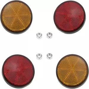DGZI 원형 리플렉터 4PCS 2인치/56mm 플라스틱 범용 나사 마운트 반사 경고 빨간색 및 주황색 오토바이용