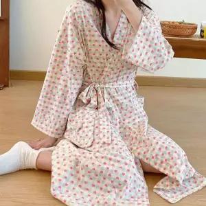 [하프클럽/]하트 여성 롱가운 루즈핏 샤워 잠옷 커플 가운