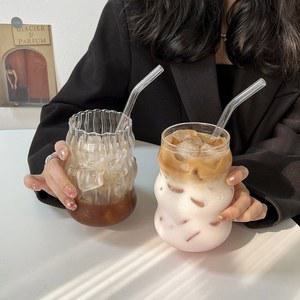 유리컵 용품 및 바용품 차가운 커피컵 라떼 커피잔 아이스 워터 병 미적 감각의 컵 와인