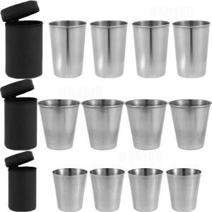 스테인레스 스틸 컵 미니 세트 야외 실용 여행 위스키 유리 휴대용 Drinkwa 30ml 170ml 주방 다이닝 바 홈 도구
