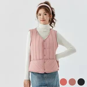 겨울 보온성 좋은 예쁜 패턴 따뜻한 털안감 여성 조끼