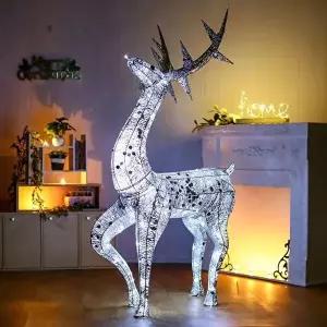 고품질 140cm LED 럭셔리 크리스마스 사슴 장식(실버) 크리스마스 인테리어장식 루돌프장식 WFO9Z70