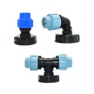 IBC 탱크 어댑터 티 커넥터 파이프 농장 튜브 엘보 워터 스플리터 플라스틱 관개용 PE 20MM A