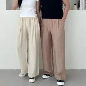 [하프클럽/]남녀공용 면 신상 루즈핏 허리밴딩 밴딩 여자바지