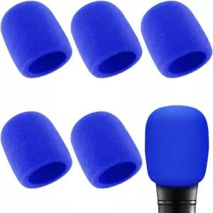 노래방 DJ 방송용 6Pcs 마이크 커버 폼 블루 핸드헬드 윈드스크린 필터