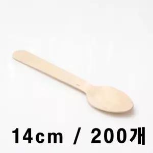 나무스푼 14cm (중) 200개 수저 일회용수저 플라스틱수저 샐러드포크 (W369AD0)