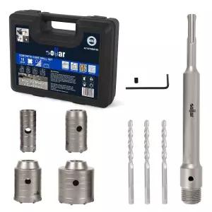 3Drill 비트와 220mm SDS 플러스 커넥팅 로드가 포함된 Sollar 10PCS 콘크리트 홀 톱 키트 YG9 텅스텐