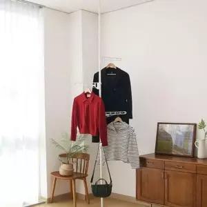 [라일리생활건강] Rly 다용도 기둥식 행거 선반형 1단 행거 고정식 옷
