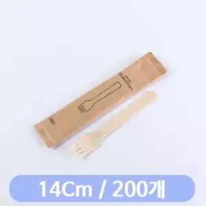 고품질 나무포크 14cm 개별포장 200개 일회용수저 플라스틱수저 (W90F0F7)