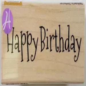 햄튼 아트 생일 축하 나무 고무 도장 - 빨간색