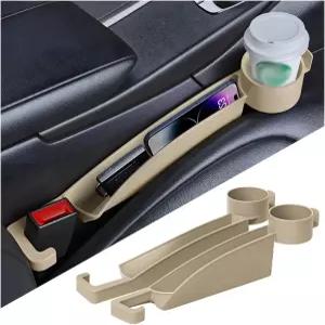 LKAHG 2PCS 카시트 갭 필러 컵 홀더 및 보관 슬롯이 있는 다기능 차량 시트 사이드 플러그 차단기 노 드롭