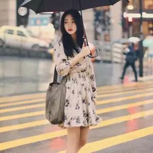 CCO5AF9여성용 베이지 꽃무늬 긴팔 미디 프릴 드레스