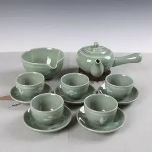고품질 청자 운학 잔받침 5인 다기세트 부부다기 전통다기 5인다기 (W04398F)