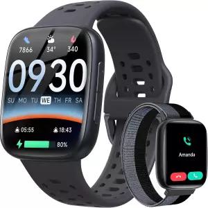 남성용 스마트워치 안드로이드 폰2밴드 185인치 AMOLED 화면 피트니스 트래커 3ATM 방수 블루투스 통화 AI