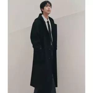 DRAW FIT [오정규X드로우핏] 오버사이즈 울 후드 코트 [BLACK]