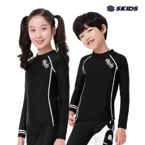 [텐제로]스키즈 남/여아동공용 래쉬가드 상의 블랙 수영복 키즈 주니어 SF5US5002RBK