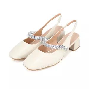 [바바라]바바라 양가죽 베이직 보석 장식 밴딩 슬링백 4cm_BQJ121