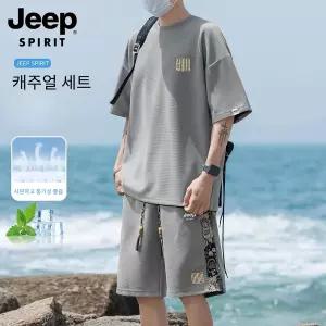 JEEP SPIRIT 남자 냉감 반팔 반바지 세트 여름 아이스 트레이닝복