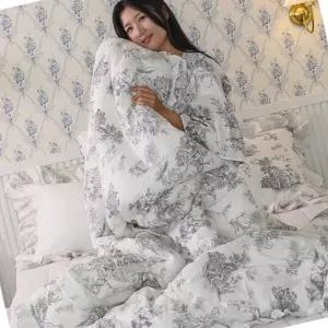 이불 프릴 슈퍼싱글 그레이 사계절용 마이크로화이바솜 겹침구류 간절기용 피부저자극 화이바 가벼운재질 3