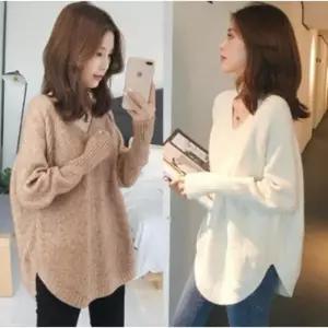 루즈핏 브이넥 아린 니트티