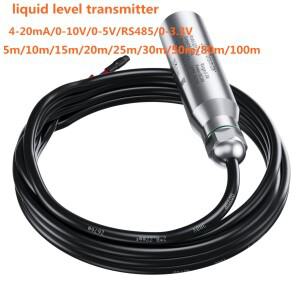 수중 액체 레벨 트랜스미터 10m 15m 20m 30m 50m 수위 센서 304SS 프로브 4-20mA 0-10V RS485
