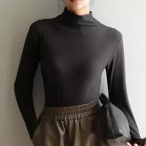 여자목티 부드러운 레이어드 반목폴라티 이너 얇은티셔츠 얇고