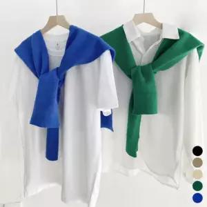 무지 니트 어깨 숄 가디건 LM-0163