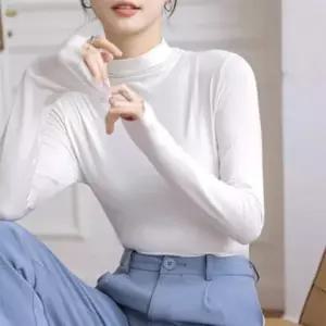 여성목티 얇은폴라티 가을 모달티셔츠 반폴라 겨울