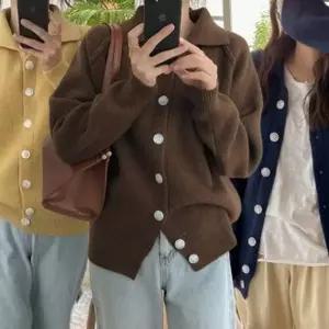 여성 봄니트 티셔츠 긴팔 가을 니트티 카라 루즈핏 니트 브라운 스웨터 예쁜 봄 간절