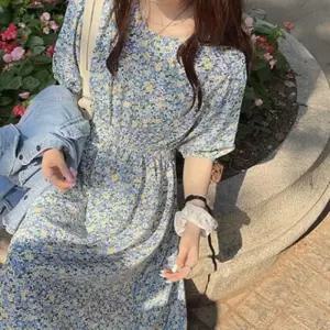 여성 반팔 롱원피스 데일리 꽃무늬 원피스 플라워