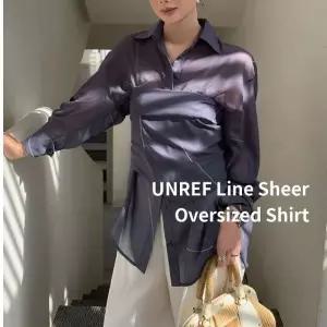 언레프 나염 시스루 셔츠 루즈핏 롱슬리브 여름 레이어드 남방
