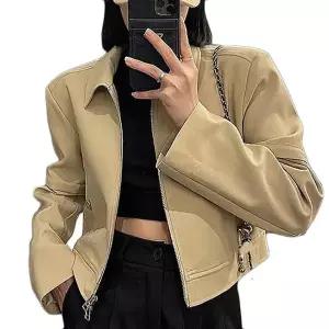 캐주얼 여자 크롭 카라 블루종 자켓 점퍼 아우터